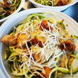 Chicken & Bacon Alfredo with Spiraled Zucchini Pasta